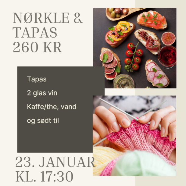 Nrkle og Tapas aften 23. januar hos Cilu Strik kl. 17:30